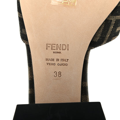 Fendi Jacquard Calfskin FF Crocodile Embossed Promenade Slide Sandals 38 Tobacco Moro Black 6 of 7