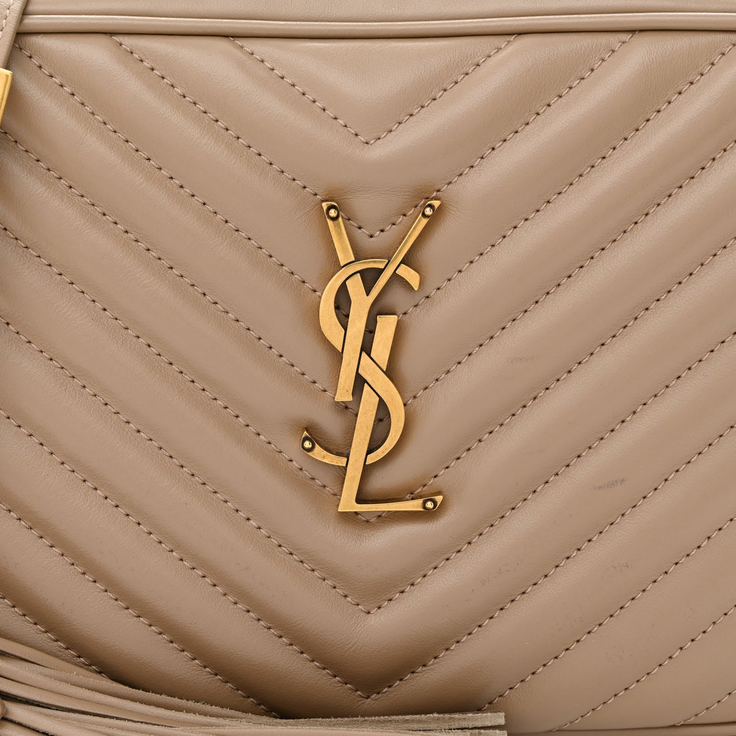 Saint Laurent Calfskin Matelasse Monogram Lou Camera Bag Dark Beige 8 of 16