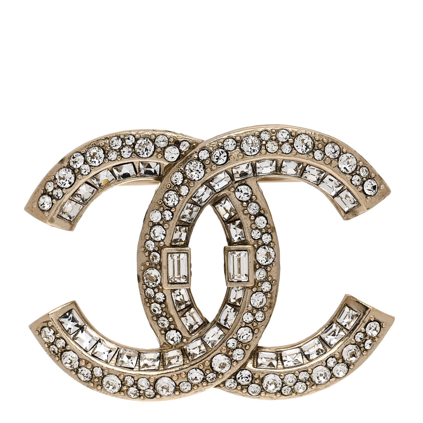 Crystal CC Brooch Light Gold
