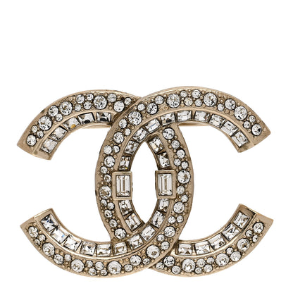 Chanel Crystal CC Brooch Light Gold 1 of 5