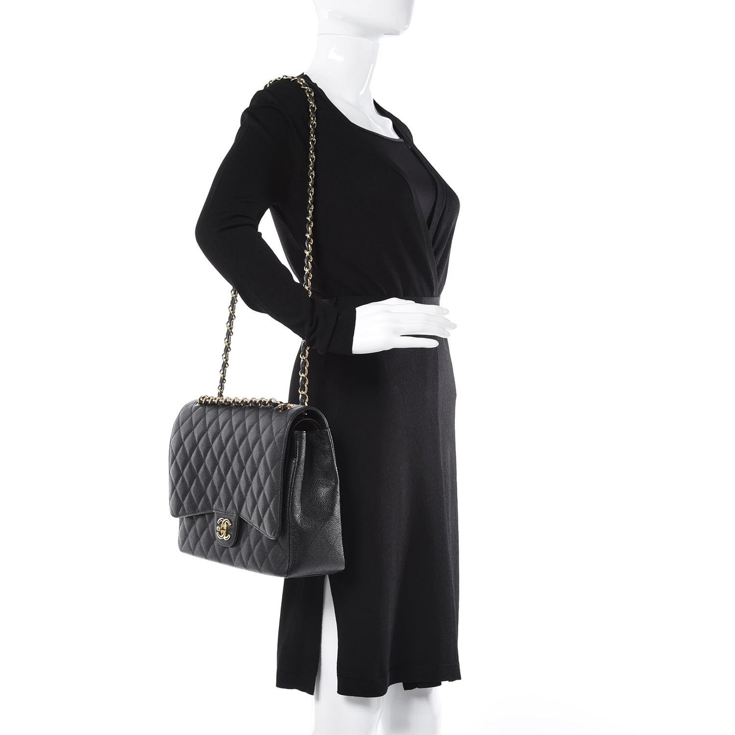 Caviar Quilted Maxi Double Flap Black