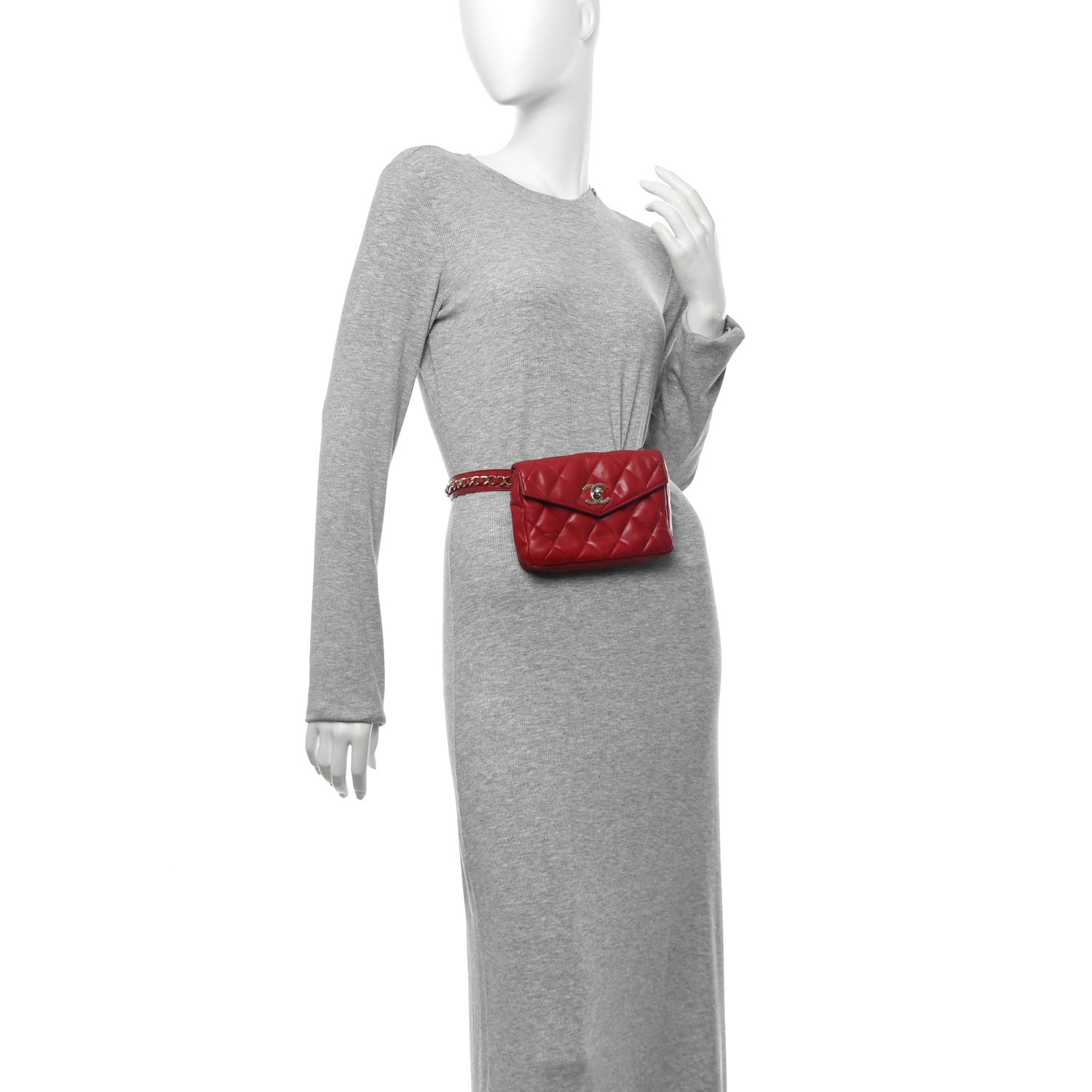 Chanel Lambskin Quilted Flap Waist Belt Bag 75 30 75 30 Red 2 of 12