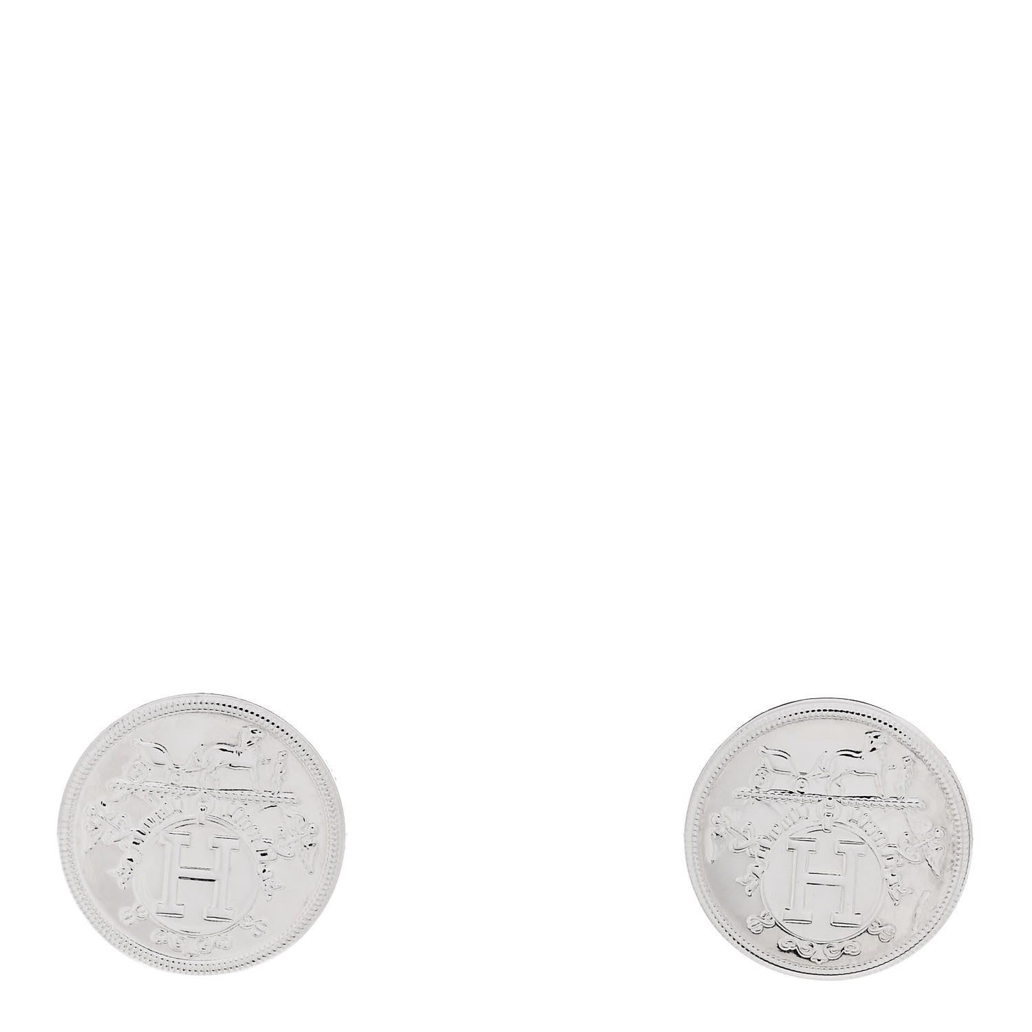Hermes Sterling Silver TPM Ex-Libris Earrings 1 of 5