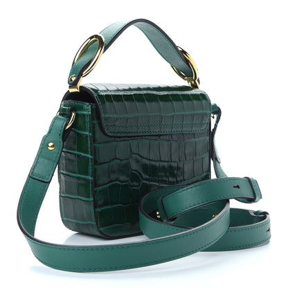 Chloe Calfskin Crocodile Embossed Mini C Double Carry Woodsy Green 3 of 8