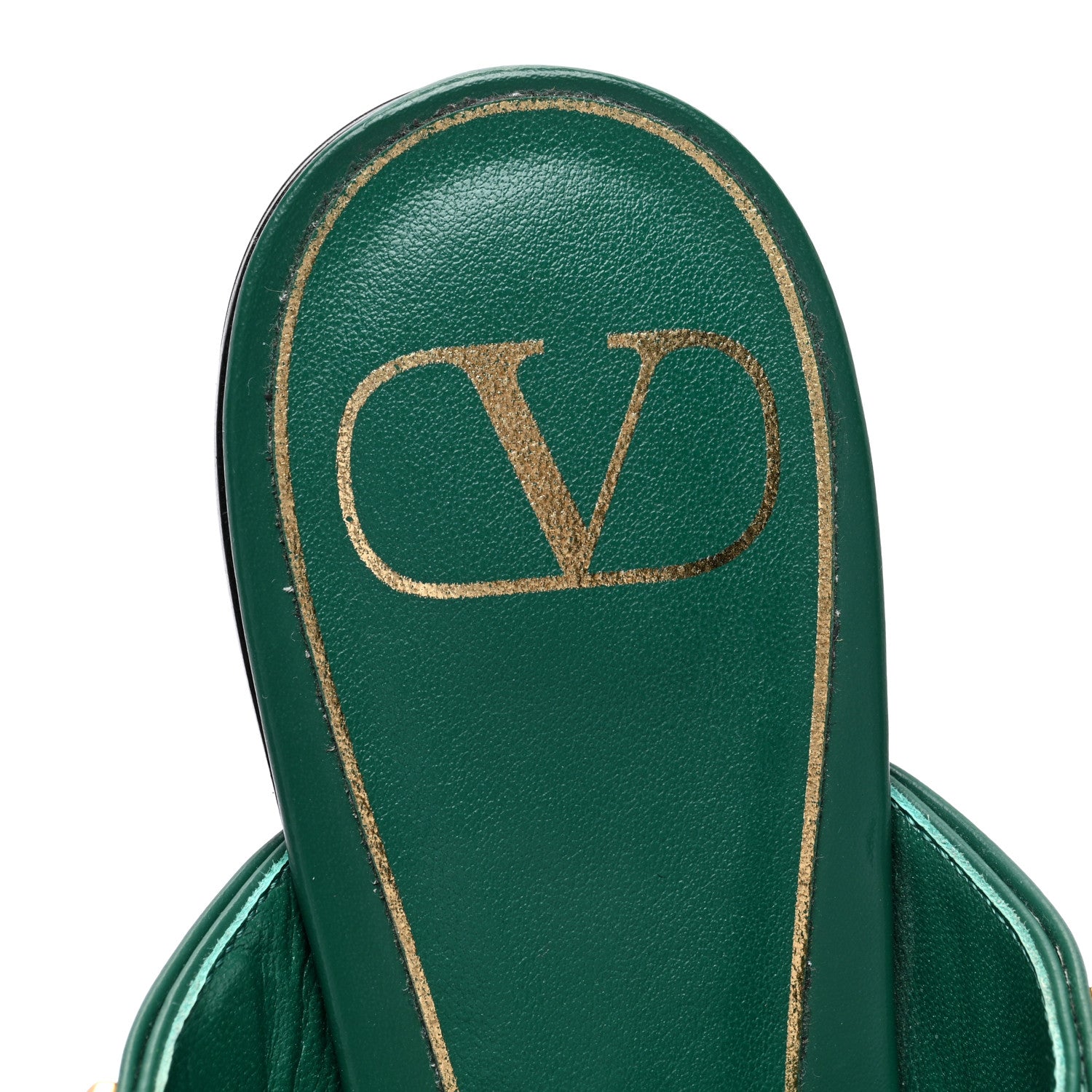 Valentino Garavani Calfskin Roman Stud Flat Mules 36.5 Jungle 7 of 8