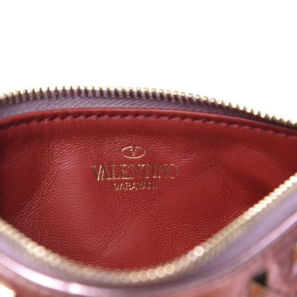 Valentino Garavani Metallic Wrinkled Lambskin Rockstud Spike Zip Coin Purse Lipstick 6 of 6