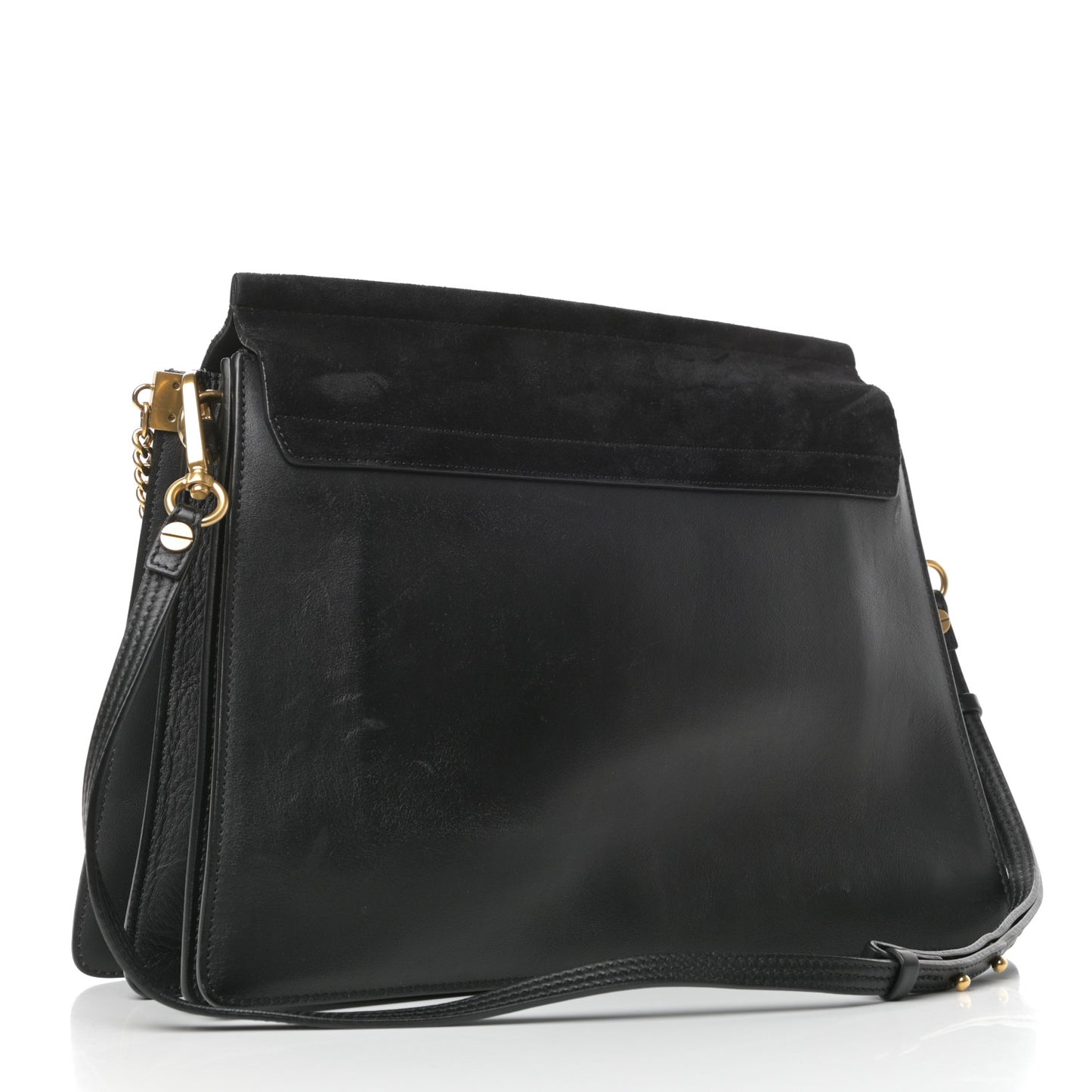 Calfskin Suede Studded Medium Faye Shoulder Bag Black