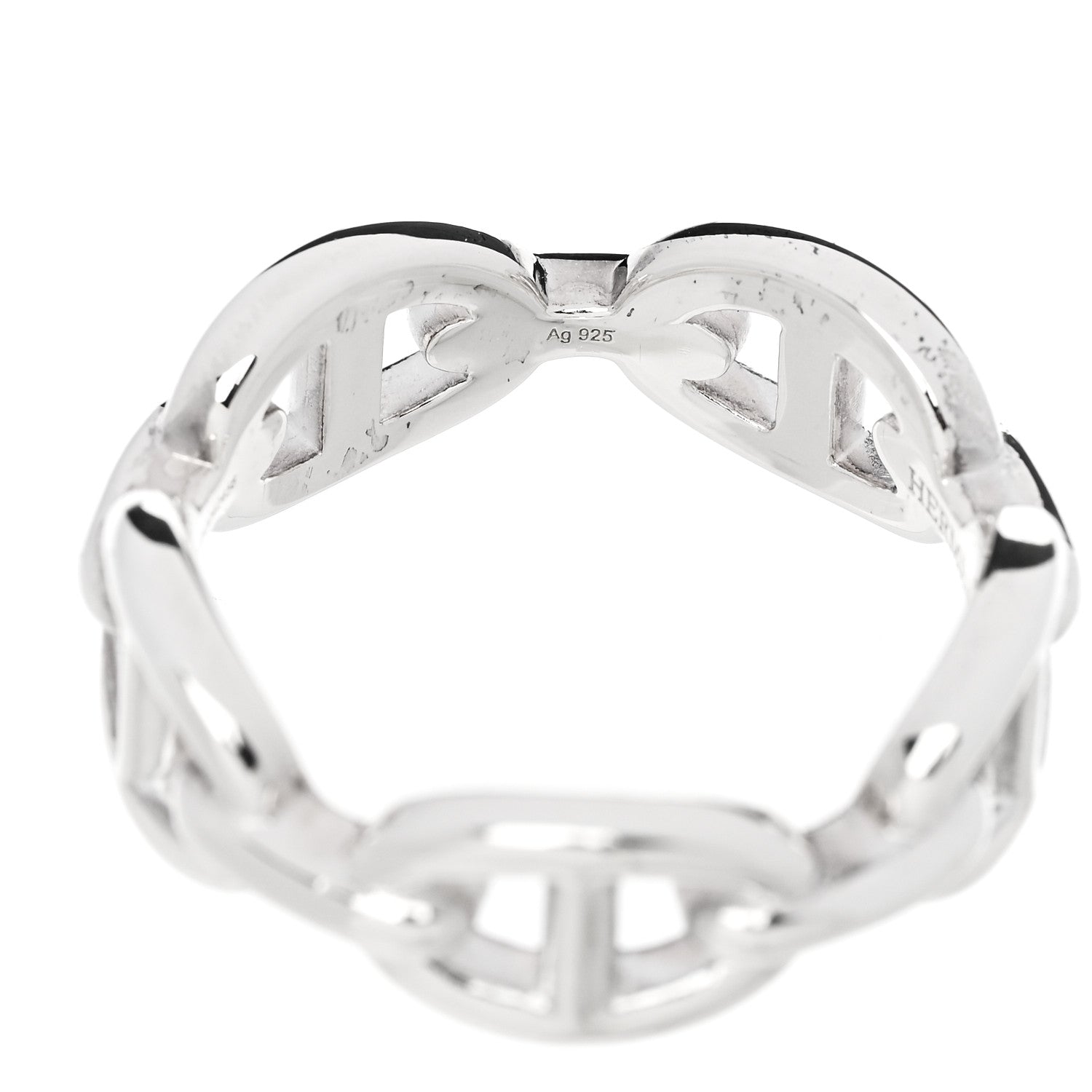 Hermes Sterling Silver PM Chaine d'Ancre Enchainee Band Ring 58 8.5 6 of 7