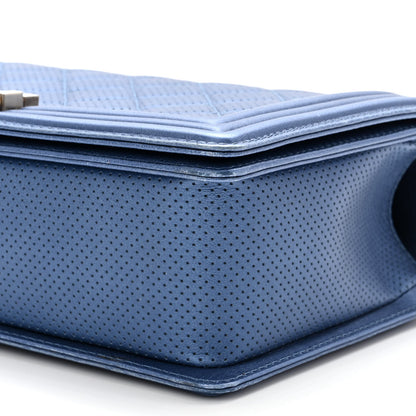 Chanel Perforated Lambskin Quilted New Medium Boy Flap Blue 10 of 12