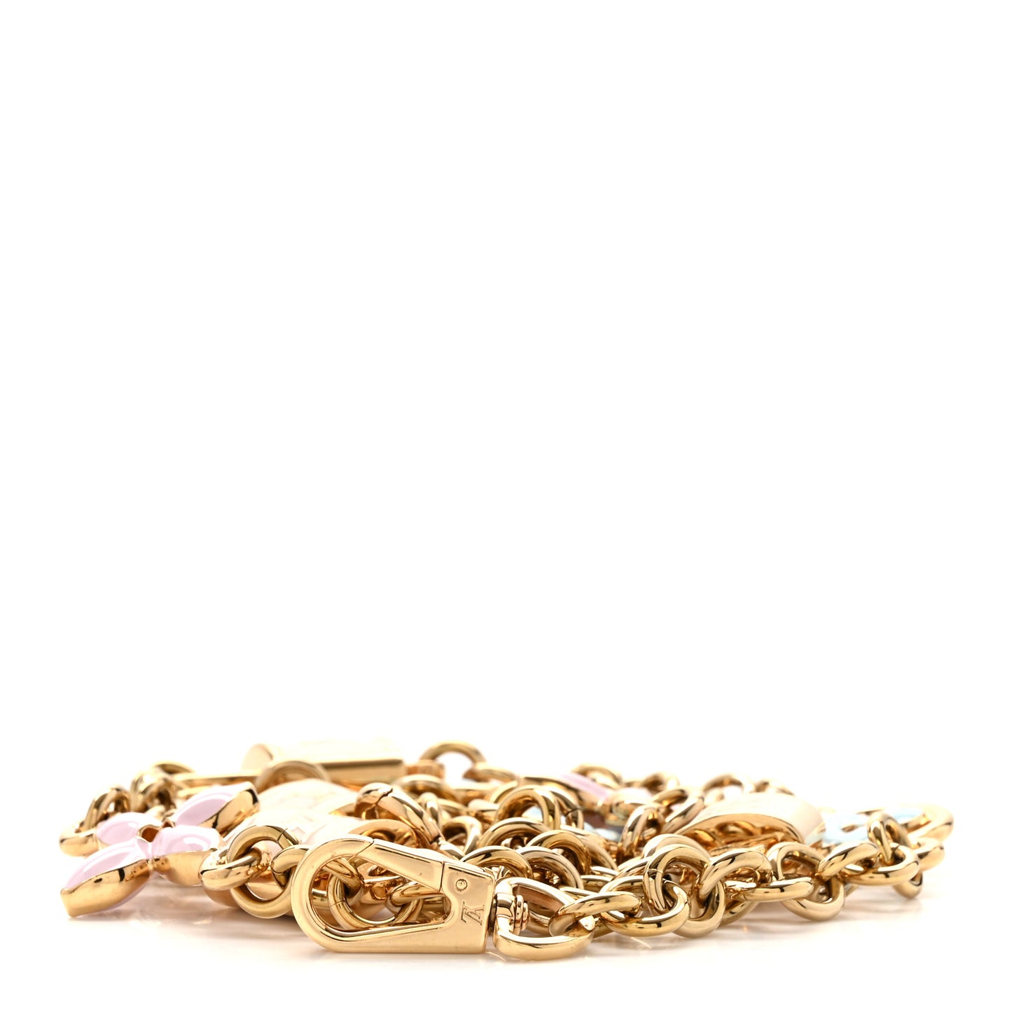 Enamel Flower Lock Capucines Chain Strap Gold Multicolor