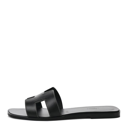 Hermes Box Calfskin Oran Sandals 40.5 Black 1 of 8