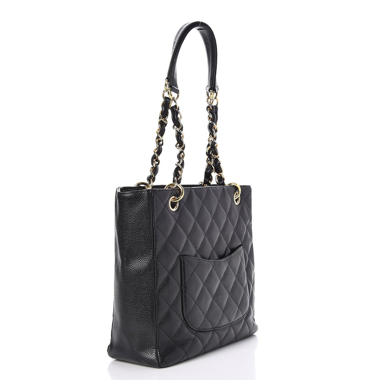 Caviar Quilted Petit Shopping Tote PST Black