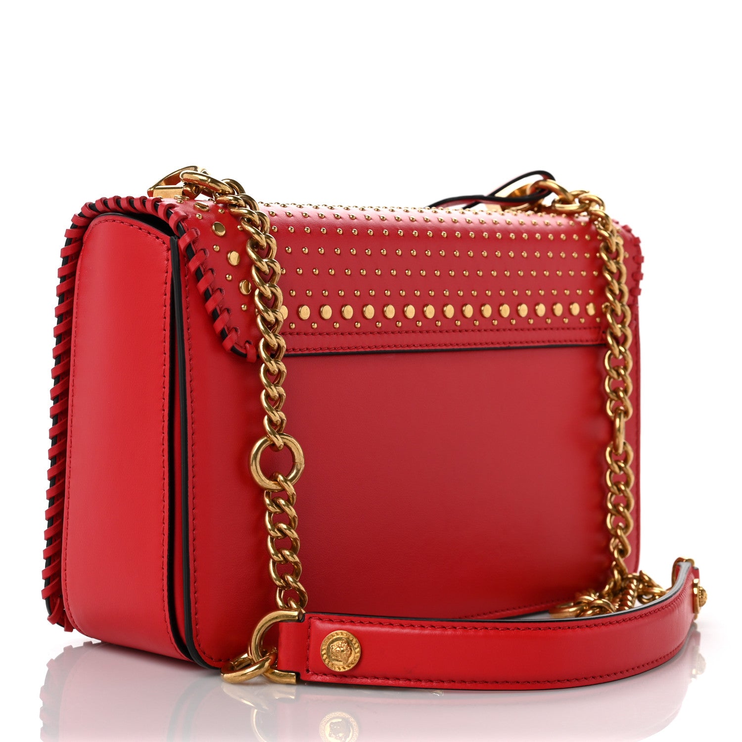 Versace Nappa Whipstitch Icon Western Chain Shoulder Bag Red 2 of 9