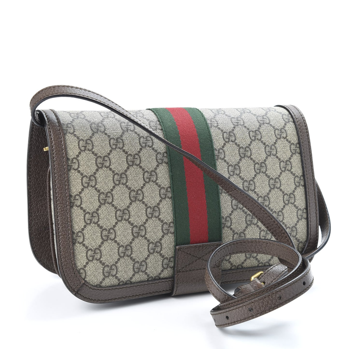 GG Supreme Monogram Web Ophidia Flap Messenger Bag Beige New Acero