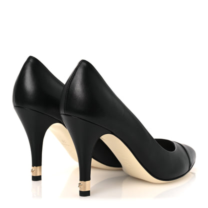Chanel Lambskin Cap Toe CC Pumps 38 Black 5 of 11