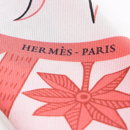 Hermes Silk Mythiques Phoenix Coloriages Twilly Blanc Corail Blue Jean 5 of 5