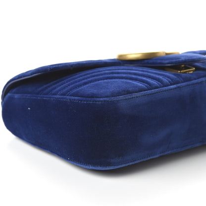 Gucci Velvet Matelasse Medium GG Marmont Shoulder Bag Cobalt Blue 6 of 10
