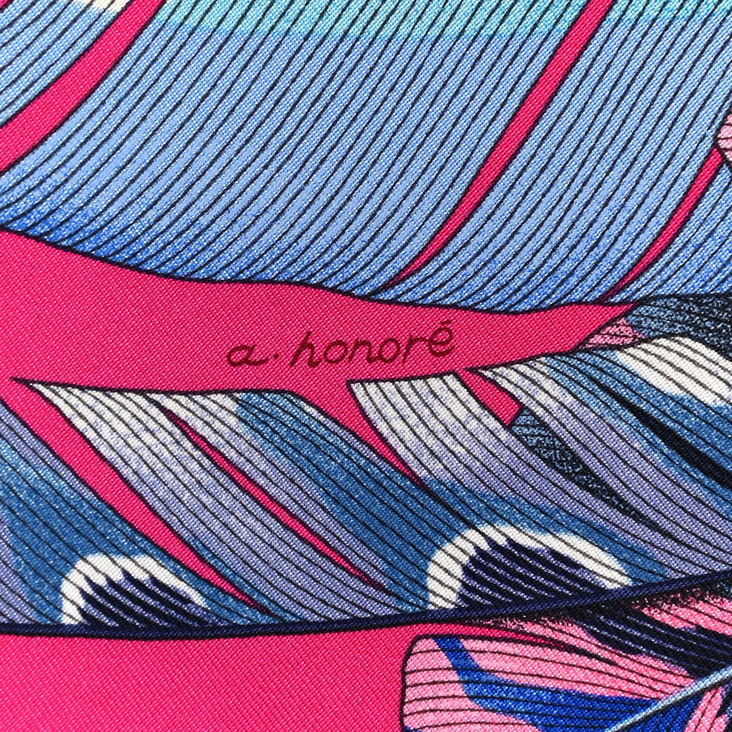 Silk Plumes En Fete Scarf 90 Rose Vif Bleu Vert