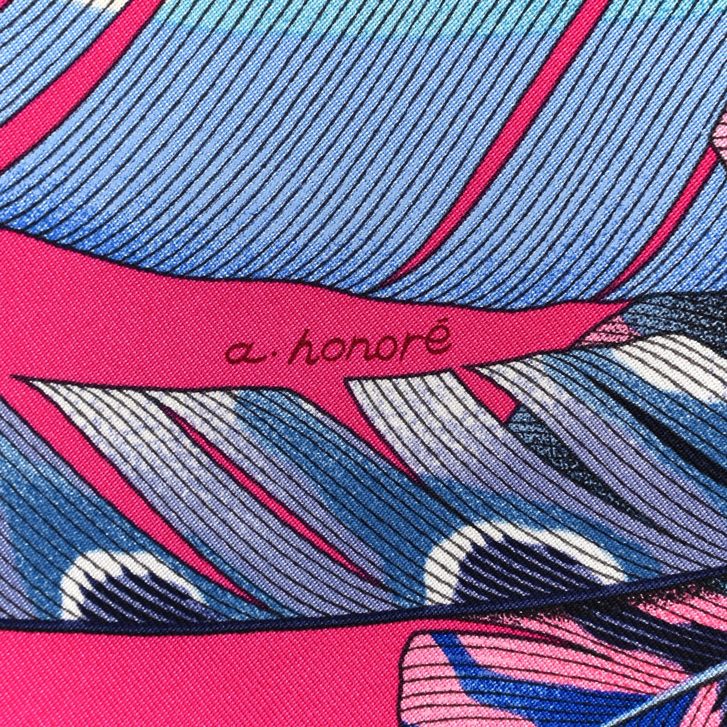 Hermes Silk Plumes En Fete Scarf 90 Rose Vif Bleu Vert 5 of 6