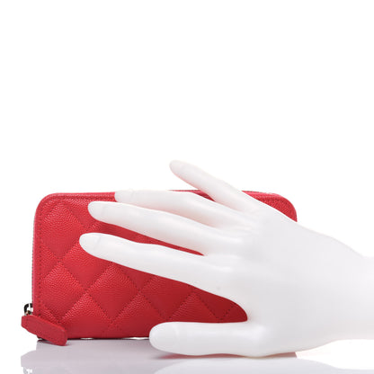 Chanel Caviar Quilted Small Gusset Zip Around Wallet Red 2 of 13
