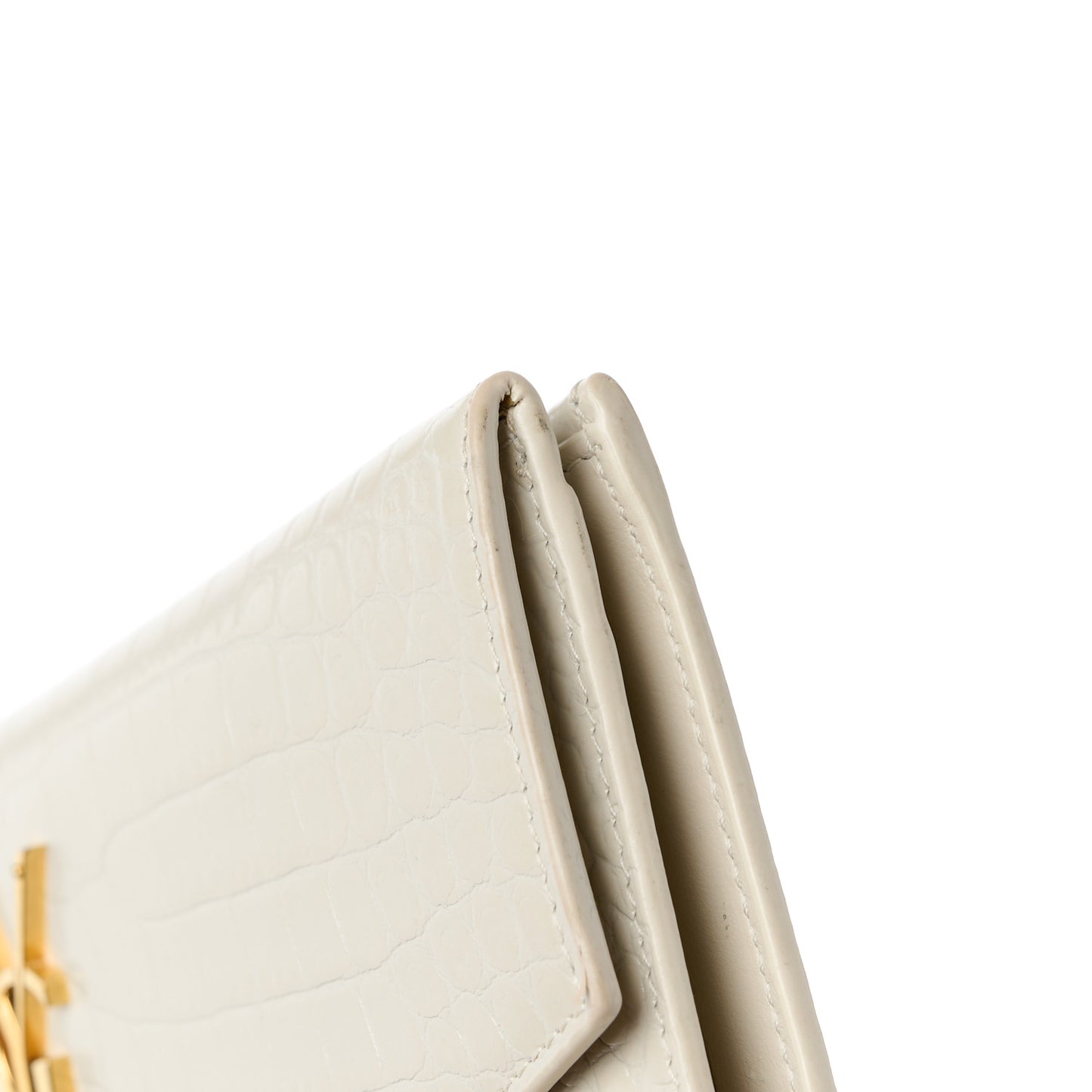 Calfskin Crocodile Embossed Monogram Uptown Wallet Crema Soft