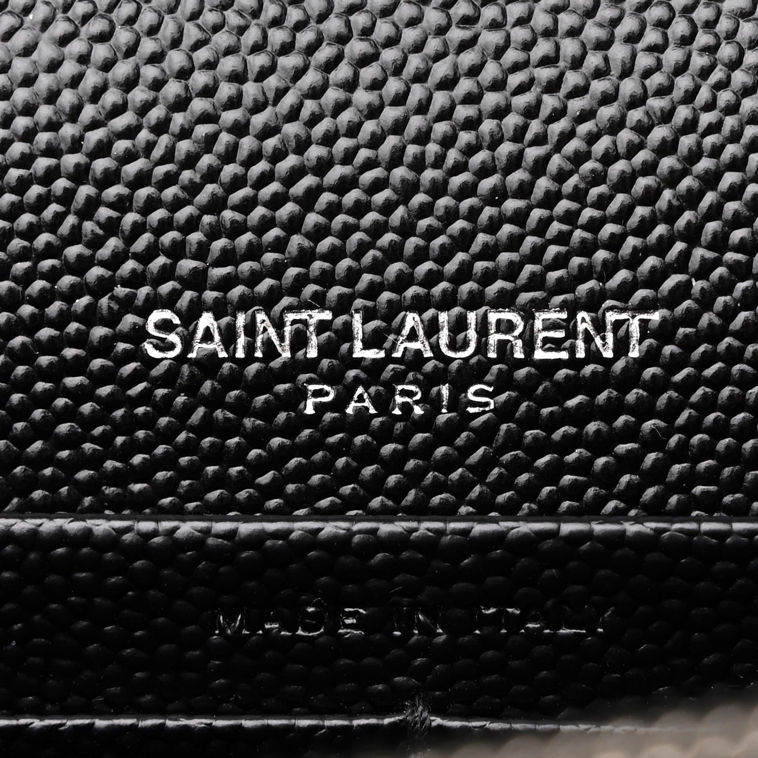 Saint Laurent Grain De Poudre Matelasse Chevron Monogram Envelope Chain Wallet Black 6 of 12
