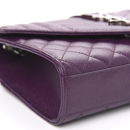 Saint Laurent Grain De Poudre Textured Mixed Matelasse Triquilt Small Monogram Satchel Lilac 8 of 9