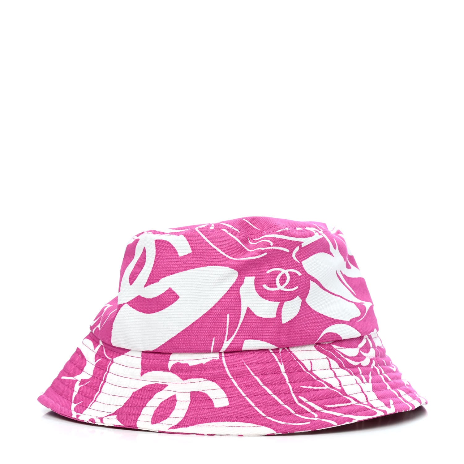 Chanel Canvas CC Cloche Hat S Pink White 1 of 4