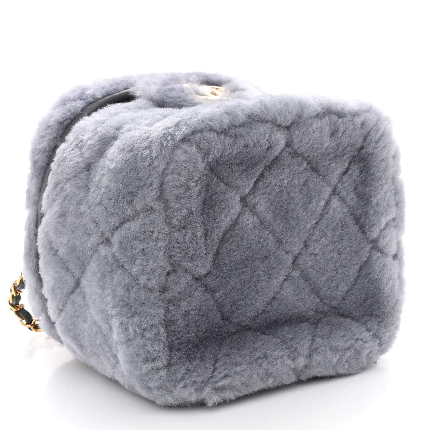 Chanel Shearling Lambskin Quilted Small Vanity Case Grey 4 of 10