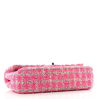 Chanel Tweed Quilted Medium Double Flap Hot Pink 4 of 13
