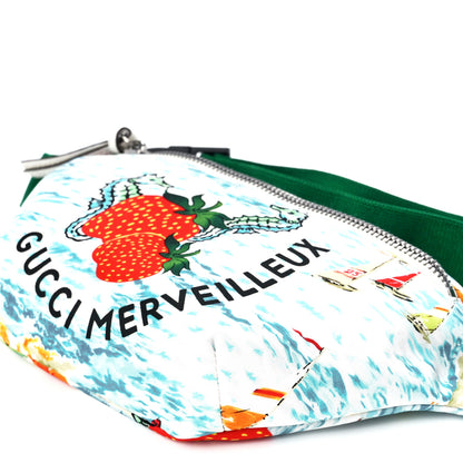 Gucci Nylon Merveilleux Strawberry Print Childrens Belt Bag Light Blue Red Dusty White 12 of 12
