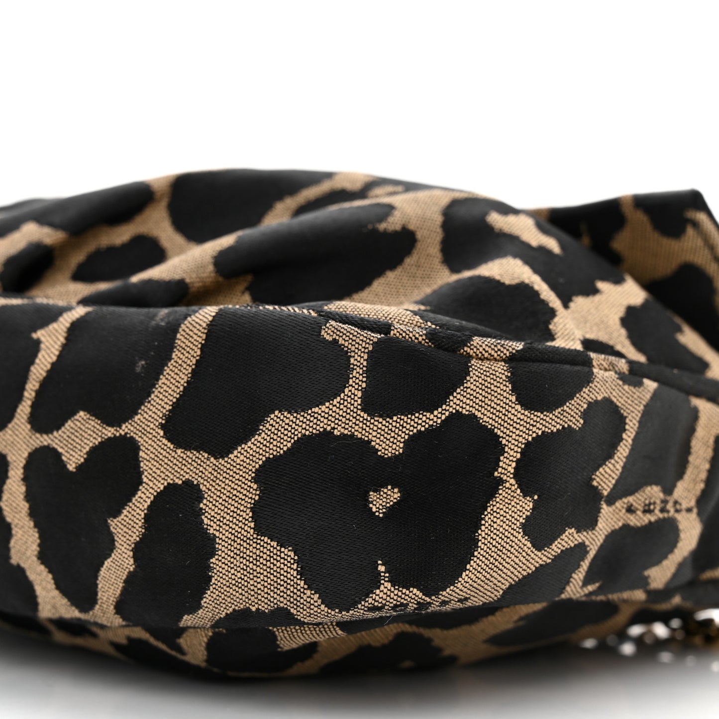 Jacquard Leopard Print Fendista Pouchette Crossbody Taupe Black