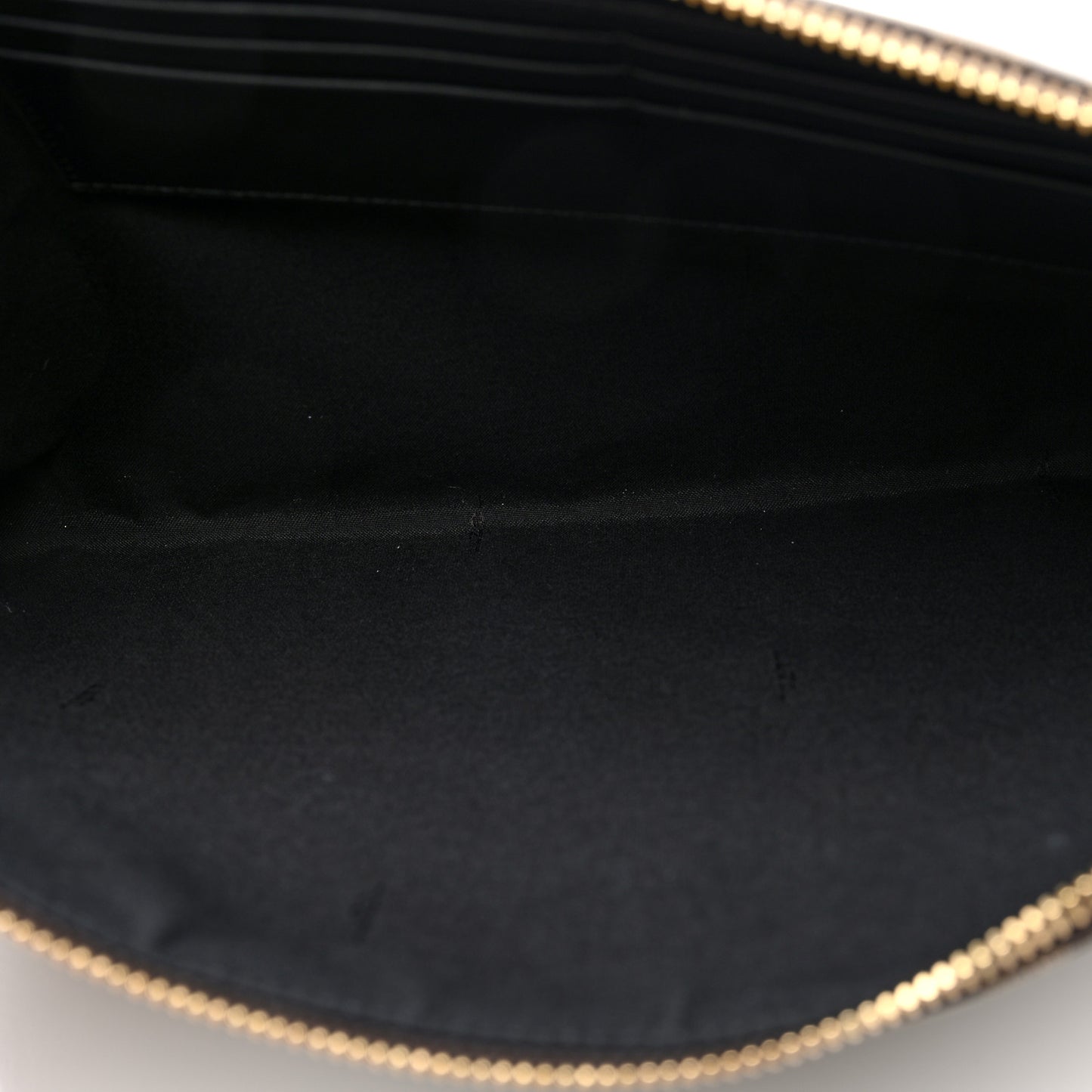 Glazed Fabric Vitello Century FF 1974 Stamp Patch Large Flat Pouch Mogano Panna Black