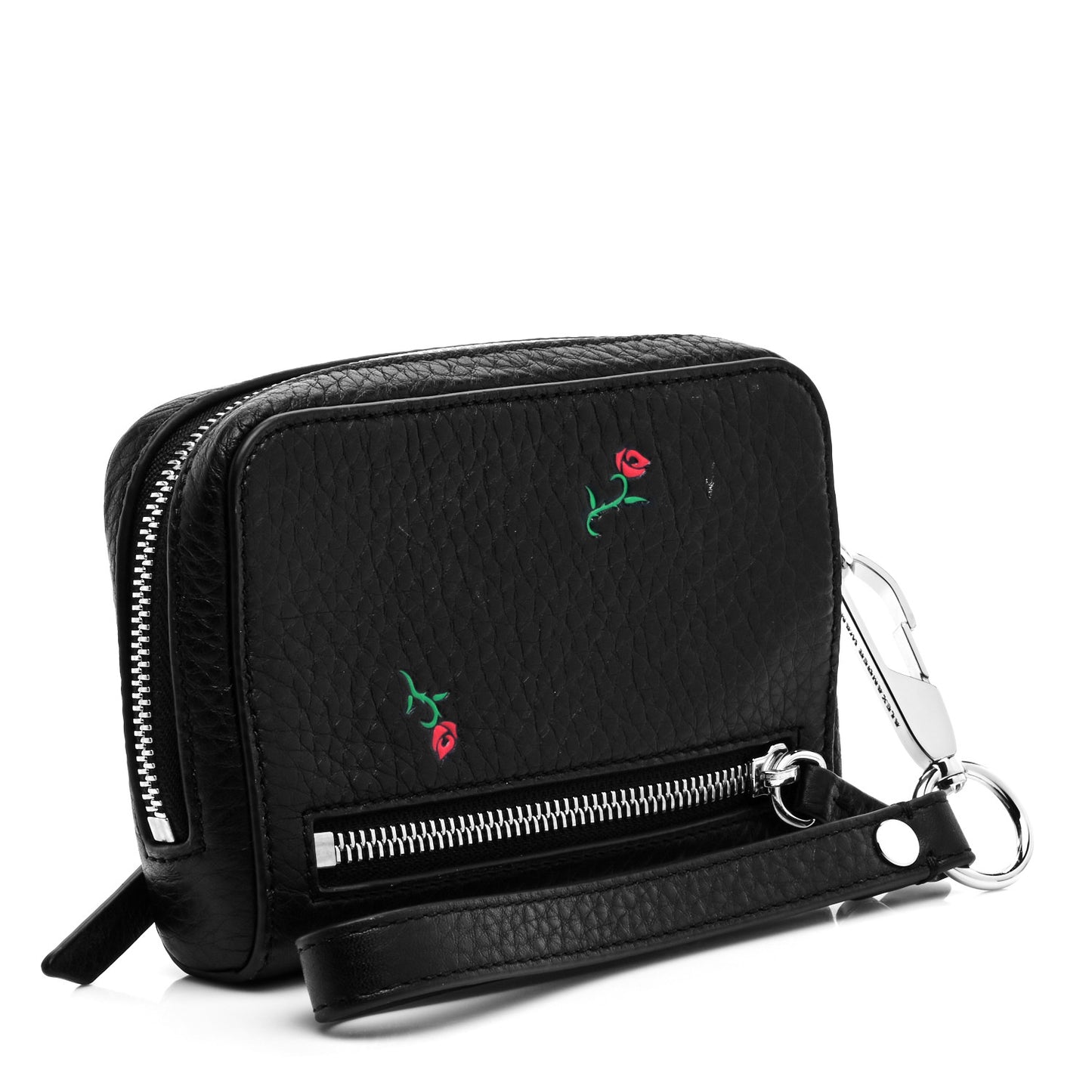 Pebbled Lambskin Rose Large Fumo Clutch Black