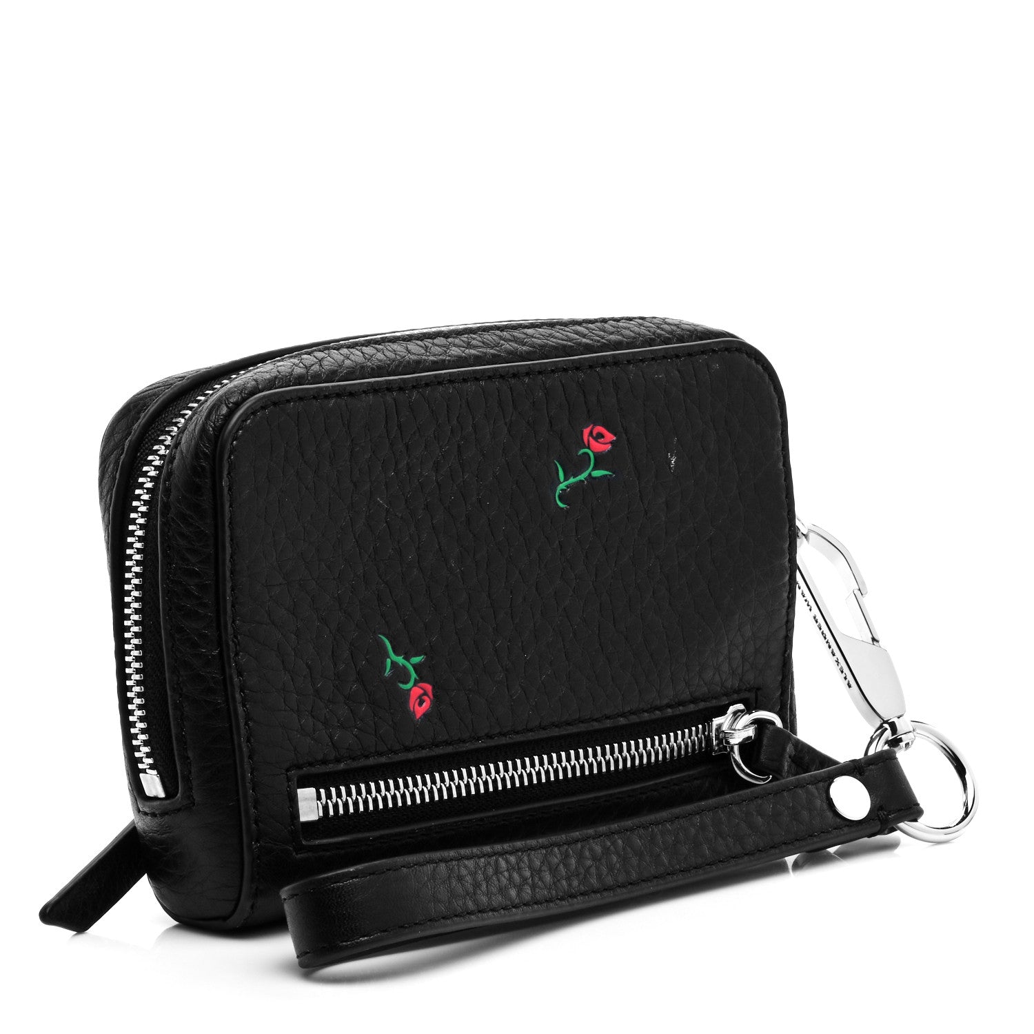 Alexander Wang Pebbled Lambskin Rose Large Fumo Clutch Black 3 of 9