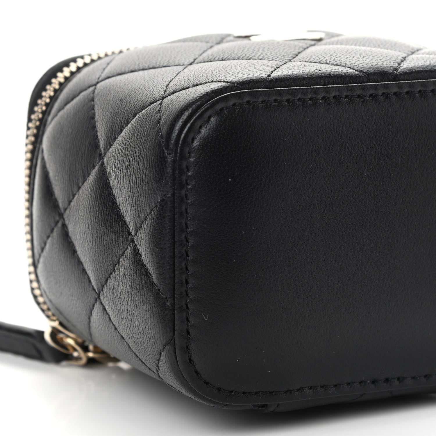 Chanel Lambskin Quilted Top Handle Mini Vanity Case With Chain Black 9 of 11
