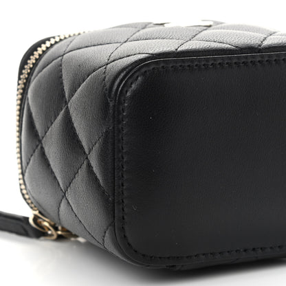 Chanel Lambskin Quilted Top Handle Mini Vanity Case With Chain Black 9 of 11