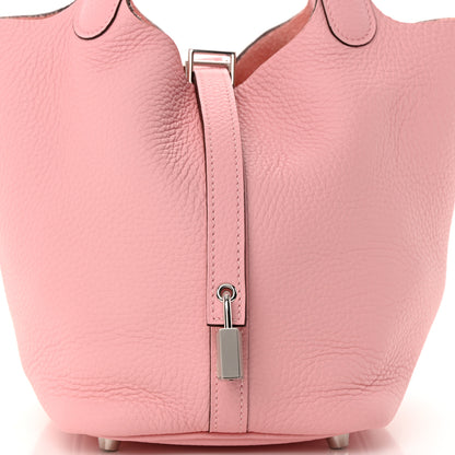 Hermes Taurillon Clemence Picotin Lock 18 PM Rose Sakura 8 of 14