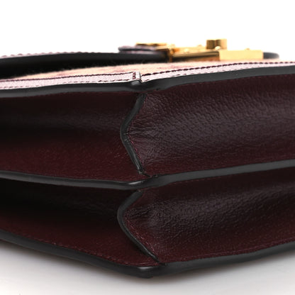 Gucci GG Supreme Monogram Textured Dollar Calfskin Web Small Ophidia Padlock Top Handle Bag Bordeaux 9 of 10