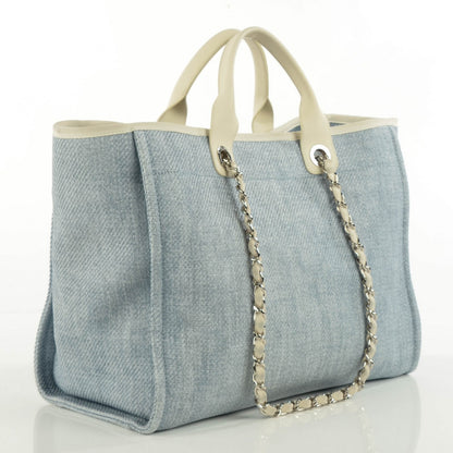 Chanel Canvas Deauville Large Tote Light Blue 3 of 9