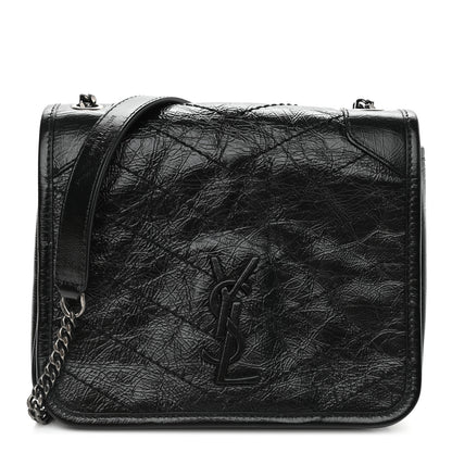 Saint Laurent Crinkled Calfskin Matelasse Monogram Niki Chain Wallet Black 1 of 10