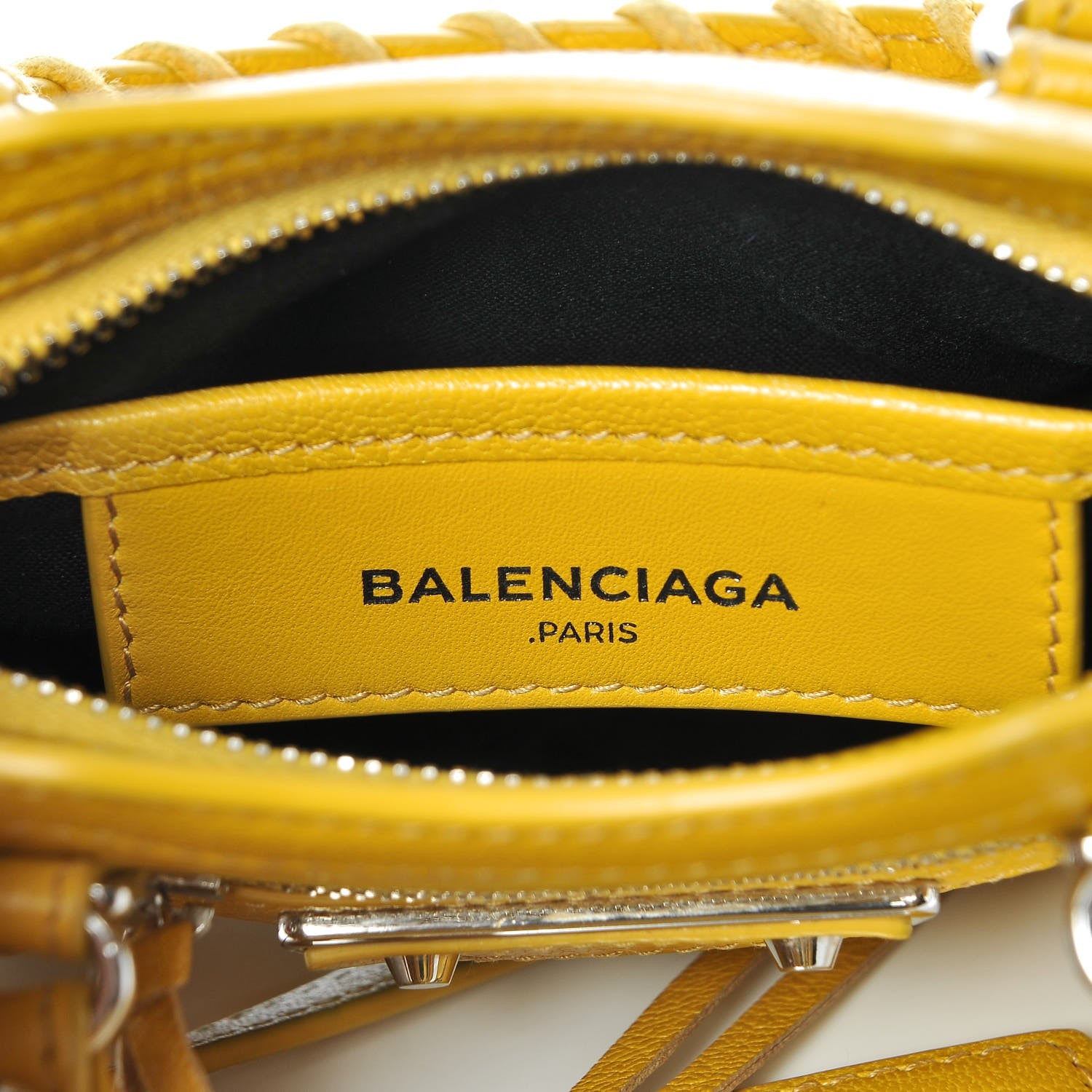 Balenciaga Chevre Silver Metallic Edge Hardware Nano City Jaune Epi 6 of 13