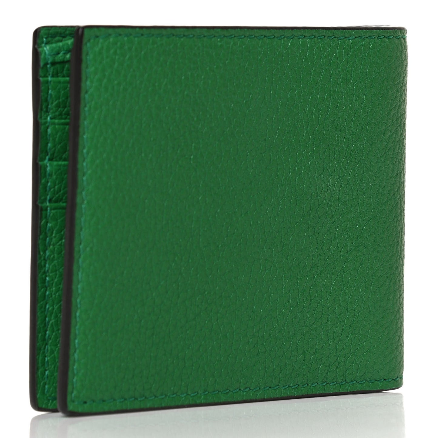 Calfskin Logo Bi-Fold Wallet Green