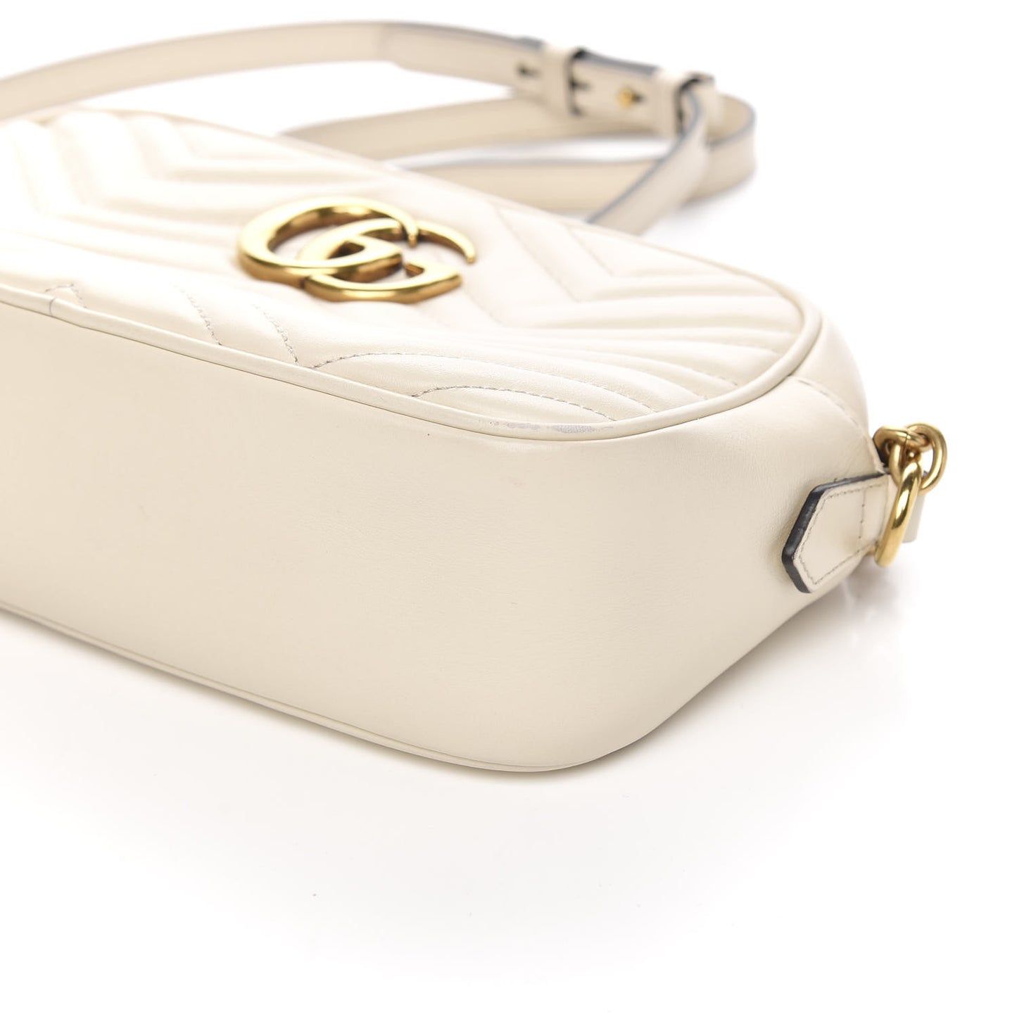 Calfskin Matelasse Small GG Marmont Chain Shoulder Bag White