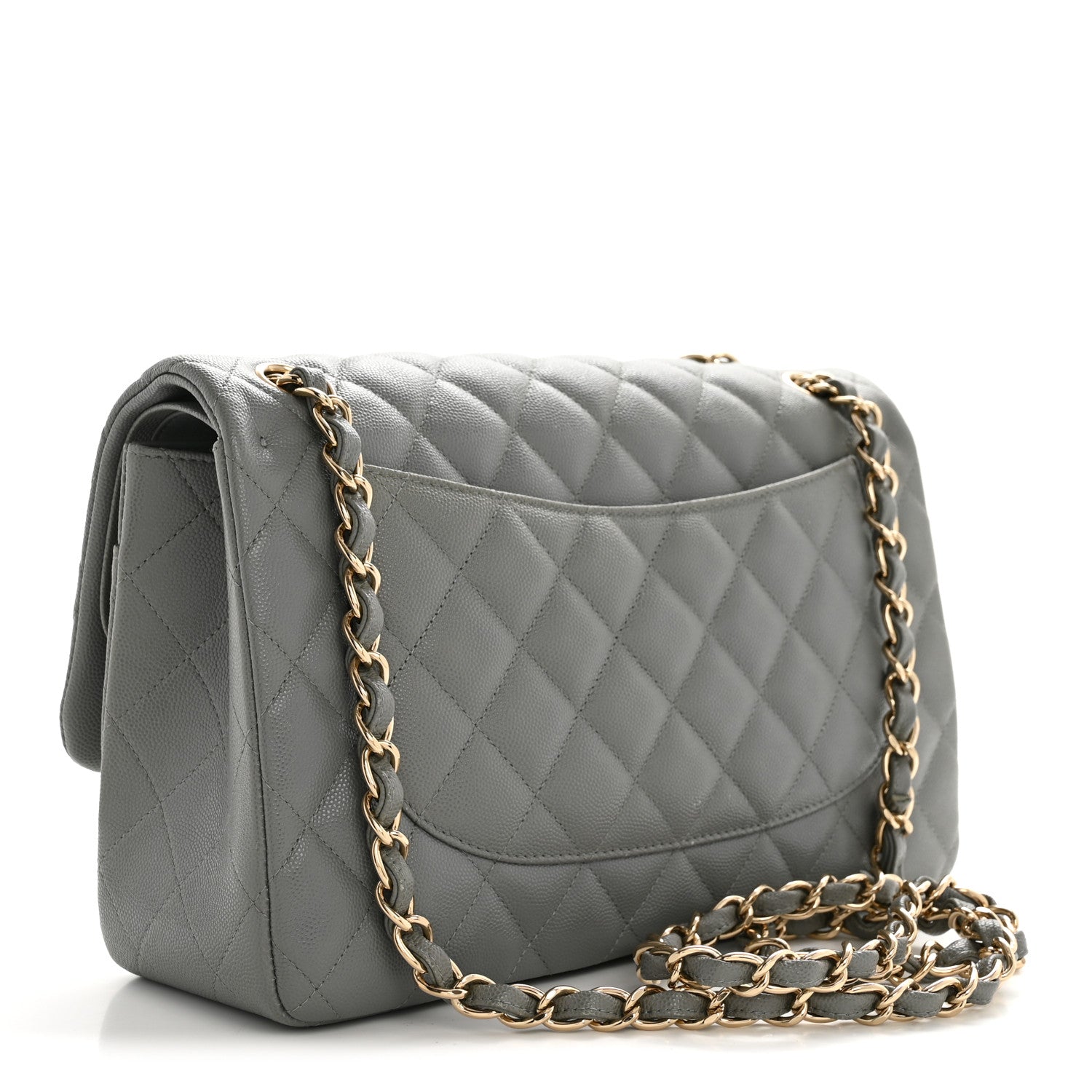 Chanel Caviar Quilted Jumbo Double Flap Grey 3 of 13