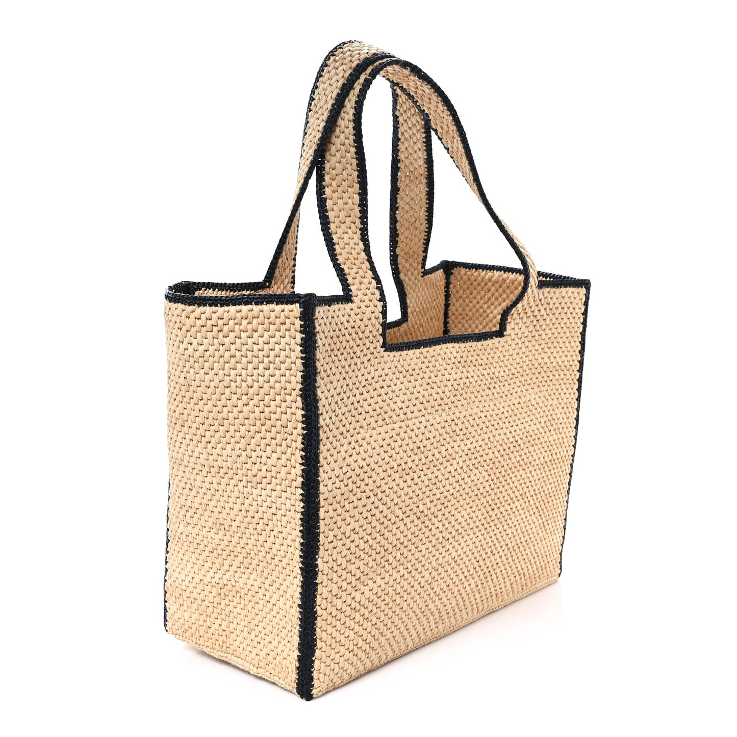 Raffia Large Paula's Ibiza Logo Tote Natural Tan