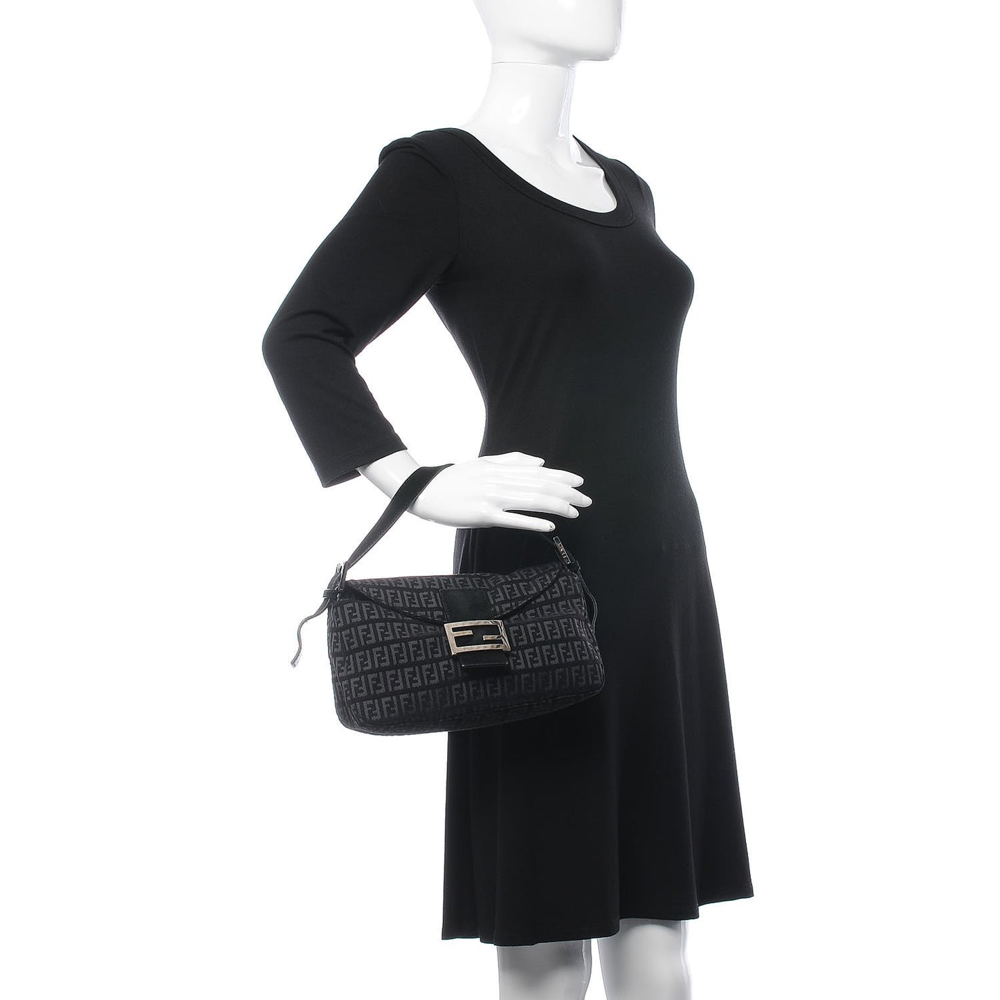 Velvet Zucchino Suede Baguette Black Grigio