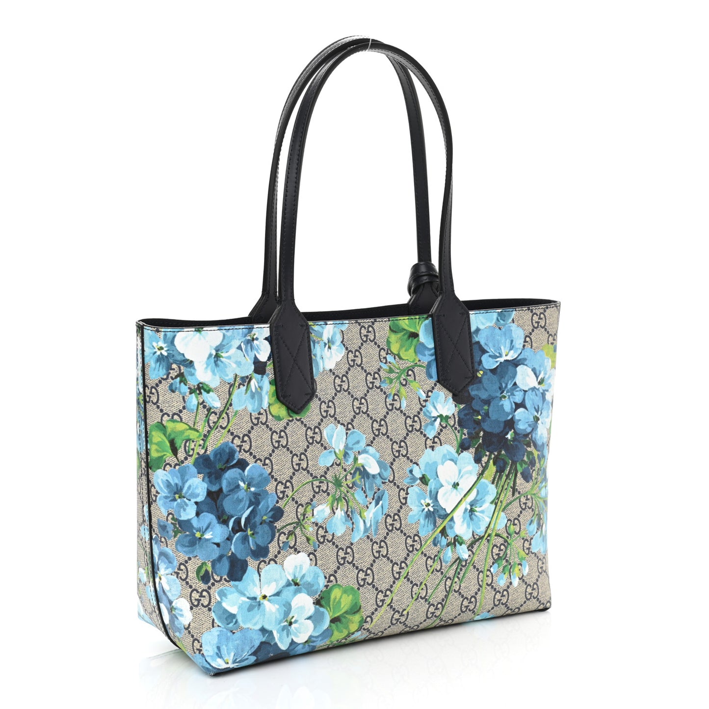 GG Supreme Monogram Blooms Small Reversible Tote Beige Blue Navy