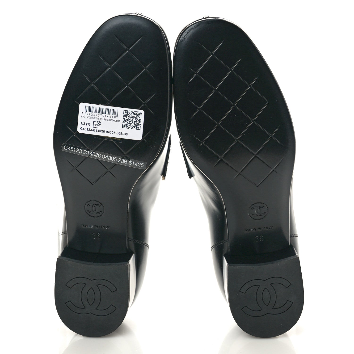 Chanel Shiny Calfskin Logo Loafers 36 Black 6 of 10