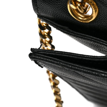 Saint Laurent Grain De Poudre Matelasse Chevron Medium Monogram Satchel Black 11 of 12